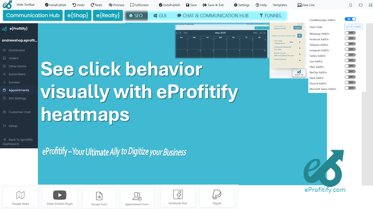 See click behavior visually with eProfitify heatmaps